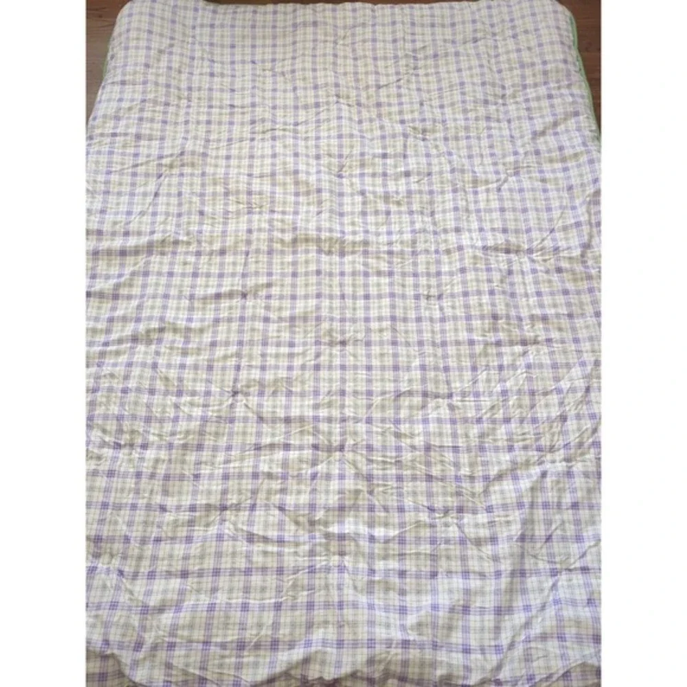 Vintage‎ LIZ at HOME Wisteria Purple Floral Plaid Reversible Twin Comforter 90s